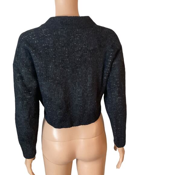 Vintage Cropped Jacket Wool Blend Womens Small Pearlescent Buttons - Picture 9 of 10